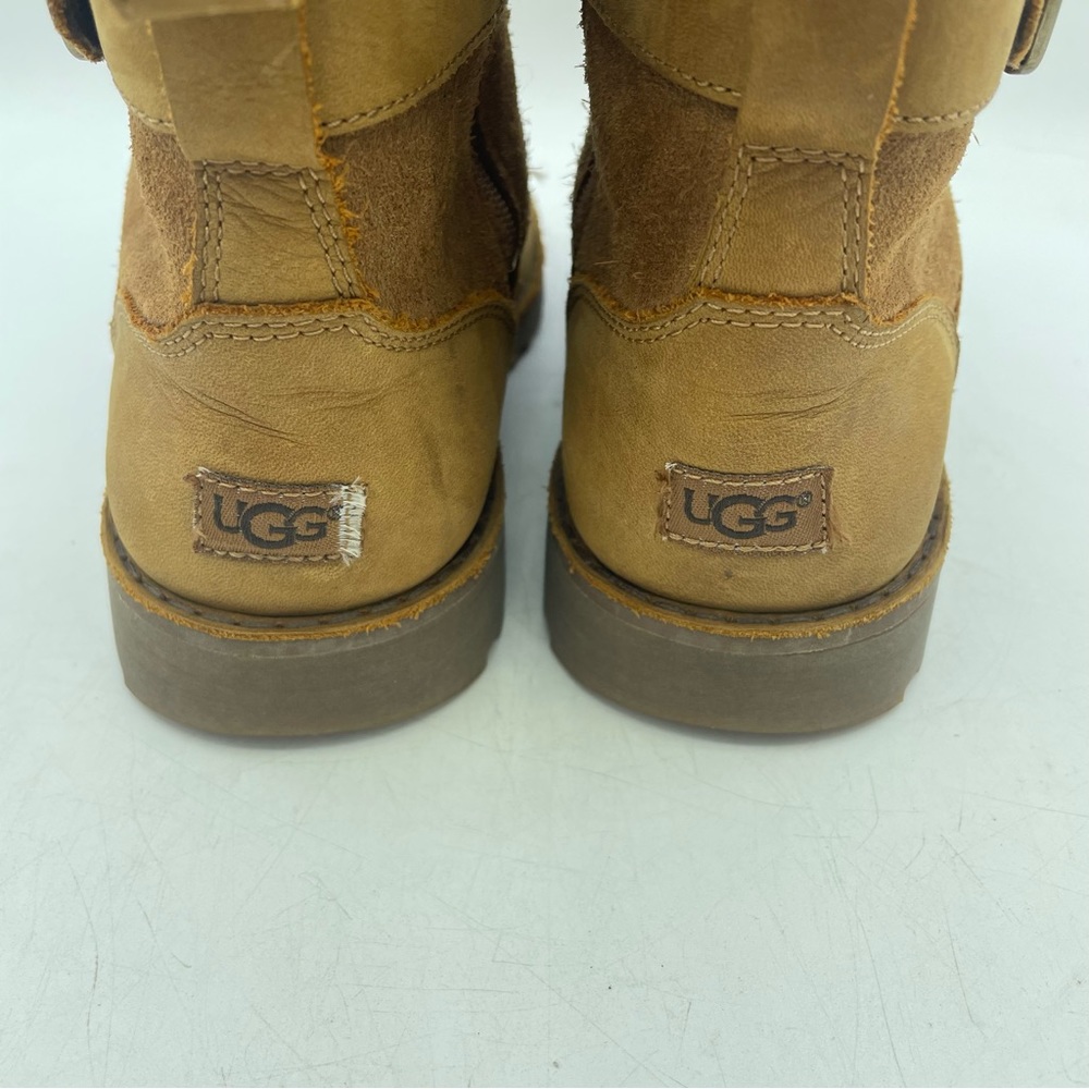 UGG Koren Brown Leather Suede Boots Youth Girls 1017816K Size 3 Chestnut Hiking - Picture 8 of 13